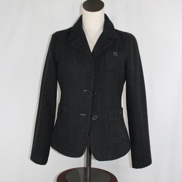 American Eagle Women's Blazer Pea Coat Gray Wool Blend Size Small - Picture 2 of 5